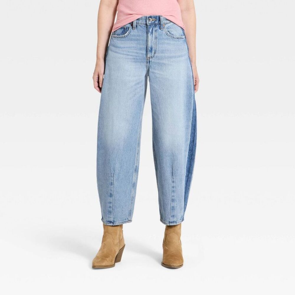 Women's Side Seam High-Rise Easy Barrel Jeans - Universal Thread Blue 4 Long